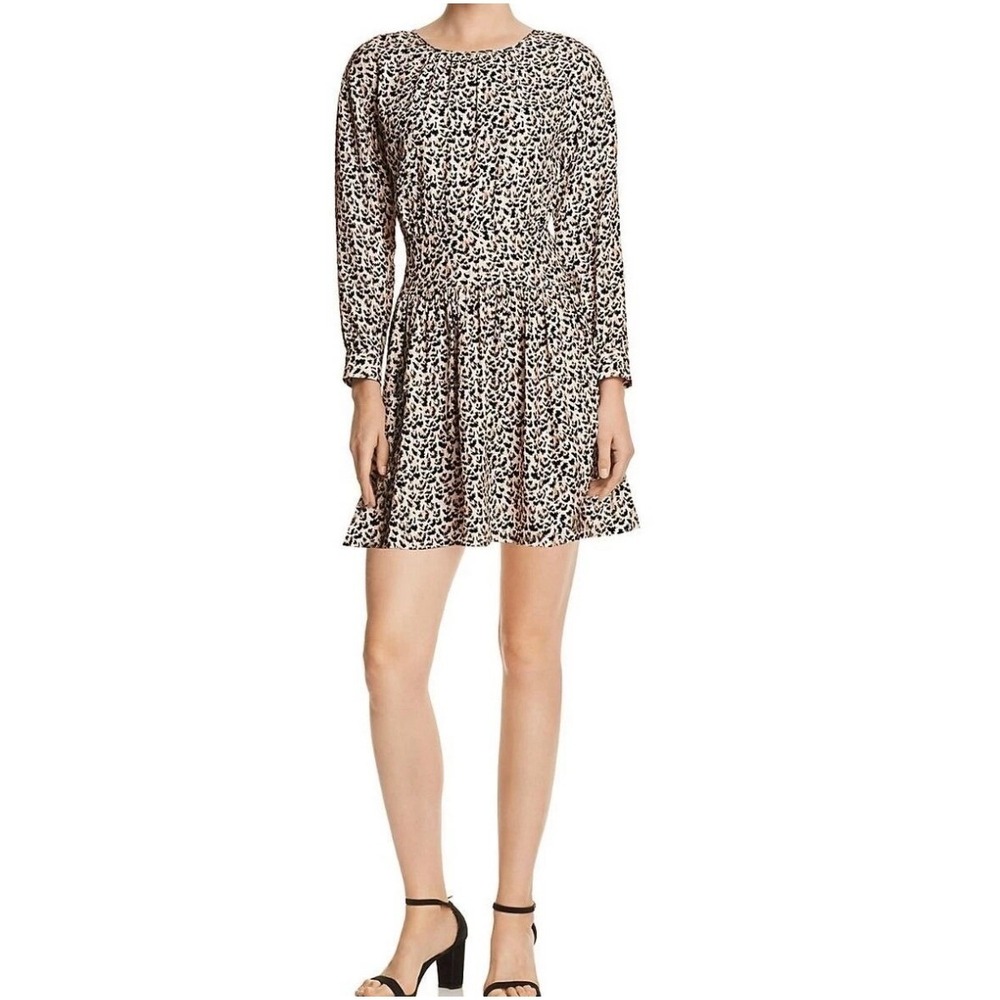 REBECCA TAYLOR Women's‎ Leopard Print Silk Dress Size 8 Caramel Combo